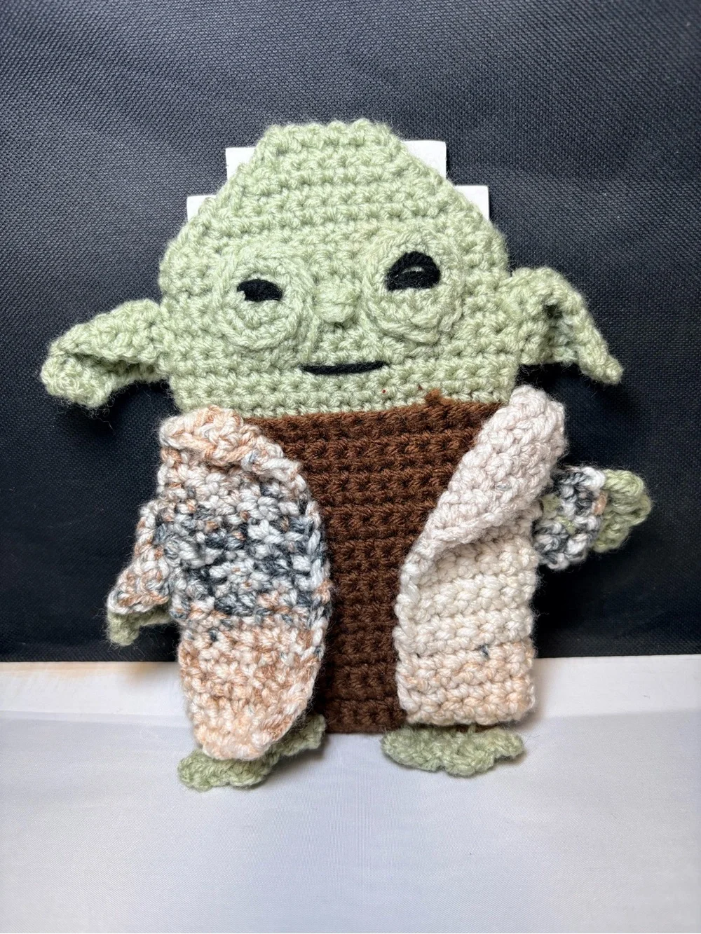 Handmade Crochet Baby Yoda/Grogu? Sage Green & Brown Belt Phone Holder